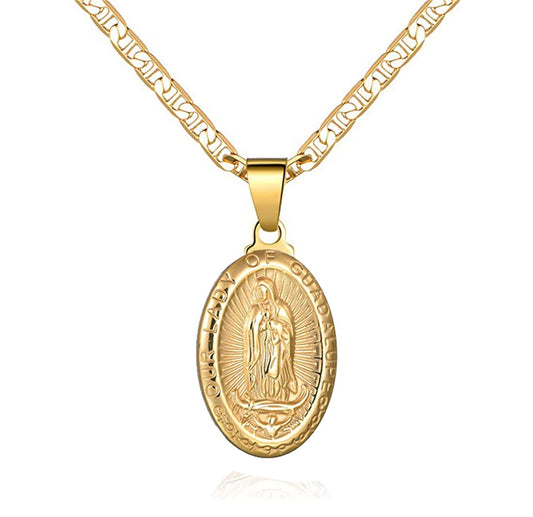 Virgin Mary Guadalupe Necklace – 18K Gold Faith Pendant