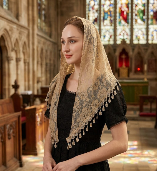 Catholic Chapel Veil Lace Mantilla – Church Head Cover for Mass